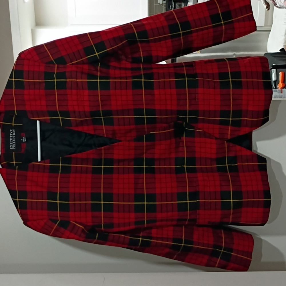 Red Plaid Blazer by